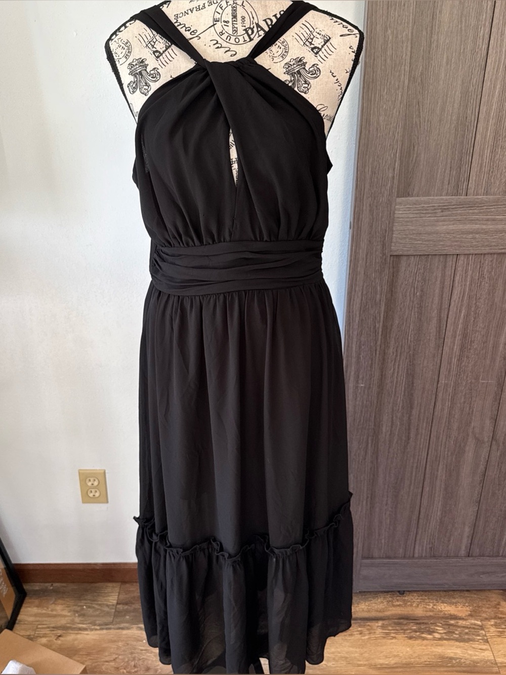 Grace Karin Women's Halter Neck Midi Dress Ruffled Hem Size Medium
